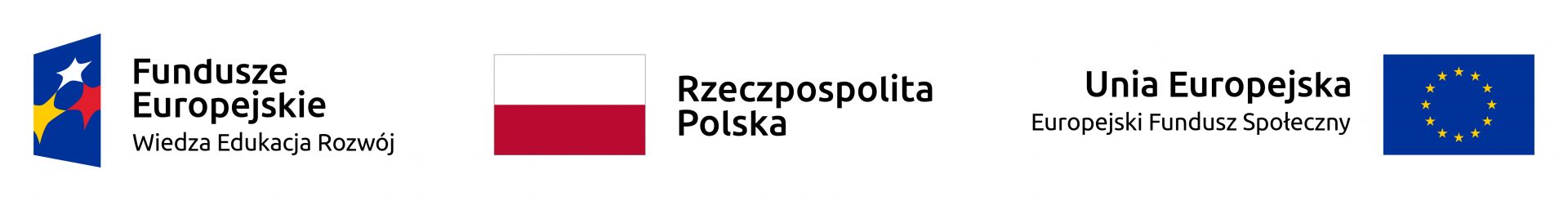 Logo Fundusze Europejskie Wiedza Edukacja Rozwój, w środu flaga Polski z podpisem Rzeczpospolita Polska oraz z prawej strony Flaga Unii Europejskiej z podpisem Unia Europejska Europejski Fundusz Społeczny